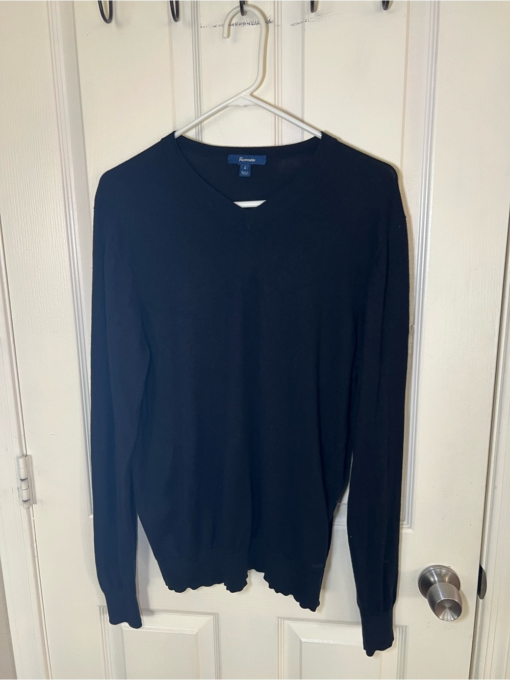 Façonnable Black Silk Cashmere Blend V-Neck Sweater Women’s Large Luxury Knit - Picture 5 of 10
